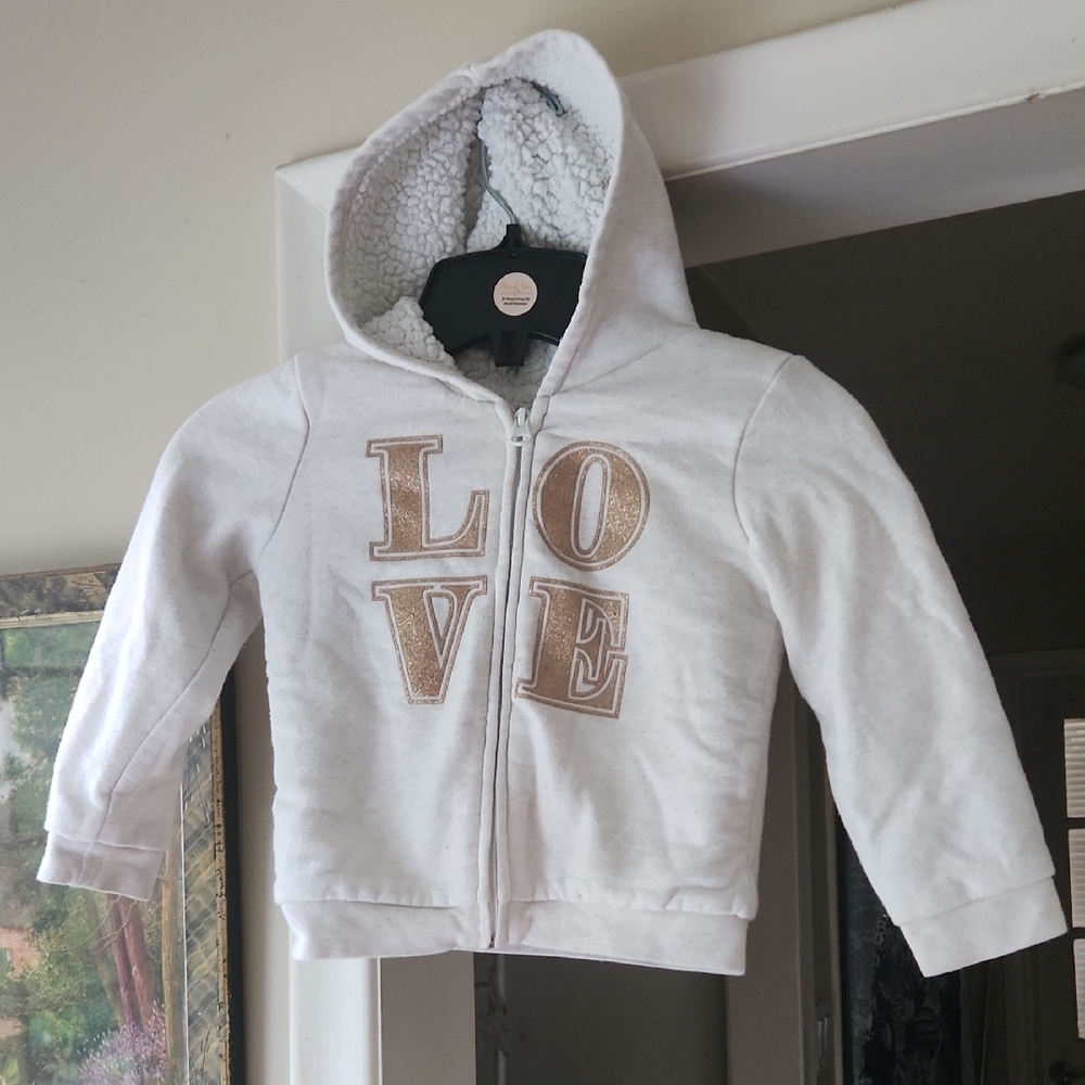 M6  Gold LOVE Hoodie sherpa lining, full zipper by The Children's Place